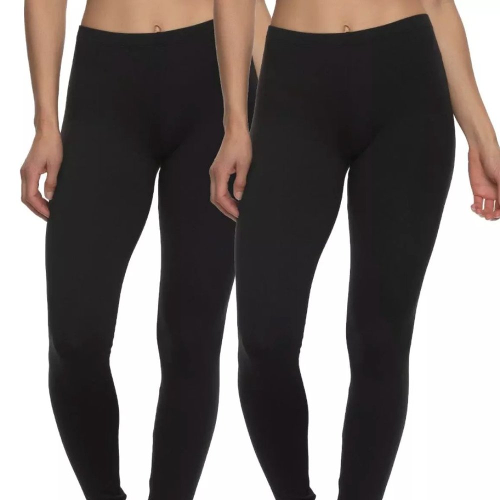 Felina Velvety Soft Lightweight Leggings (2 Pack) Black, Large